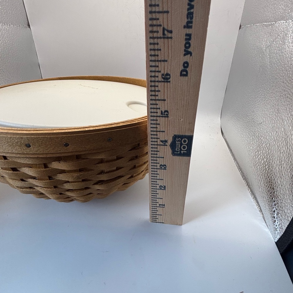 Longaberger Tan and White Woven Basket - Picture 12 of 15